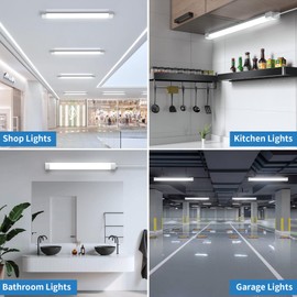 Airand Utility LED Light with Plug 2PCS Linkable Fixture 2FT 4FT Water-Proof Tube Light 5000K Under Cabinet Lighting,LED Closet Lights 18W for Workbench Kitchen Garage Workshop