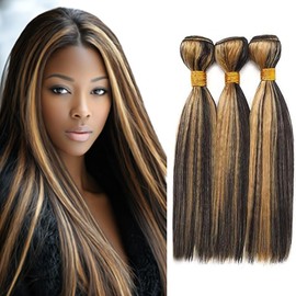 BilltiiWW Highlight Color P1B27 Human Hair Bundles Straight Bundles Two Tone Black and Honey Blonde Brazilian Weave Soft and Silky for Black Women 28 28 28 Inch
