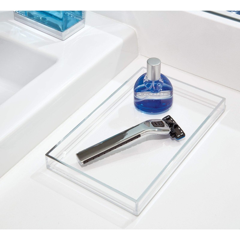 iDesign Clarity Plastic Towel Vanity Tray for Bathroom, Kitchen, Office,