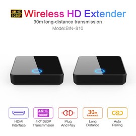 Redlution Wireless audio Transmitter BIN-810 Wireless HD Extender TV Audio Video Transmitter and Receiver, Digital Signal Full HD 1080P 4K 3D AV Sender