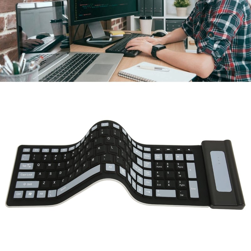 Serounder Silicone Keyboard, Foldable Silicone Keyboard Soft Rollup Keyboard for
