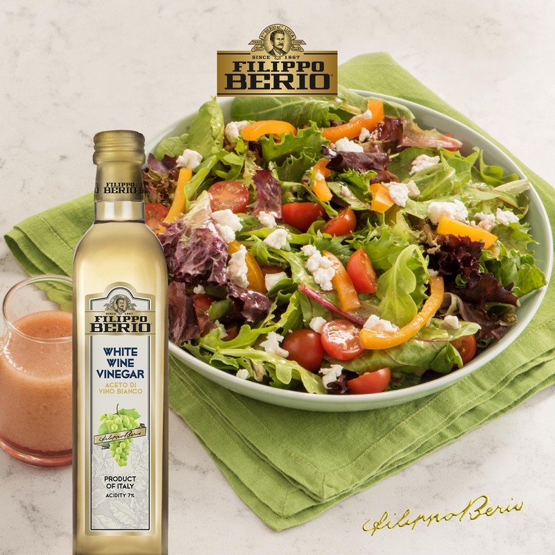 Filippo Berio Italian White Wine Vinegar, 16.9 Ounce Glass Bottle,