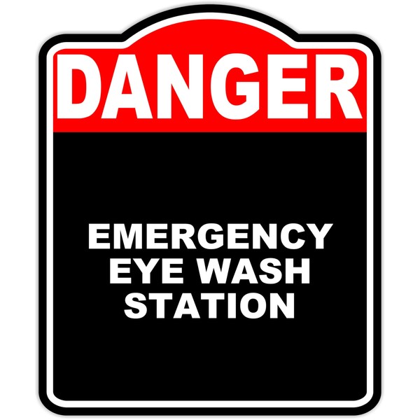 Emergency Eye Wash Station Danger Red Black Aluminum Composite Sign