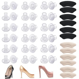 24 Pairs Clear High Heel Protectors for Grass Set, 18 Pairs 3 Size Heel Stoppers for Walking on Grass Wedding Shoes and Uneven Floor with 6 Pairs Heel Grips Pad, Heel Covers for High Heel Shoes