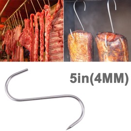 5 Inch S-Hook Meat Hooks Heavy Duty Stainless Steel Meat Processing Butcher Hook Hanging Drying BBQ Grill Cooking Metal Meat Hooks for Butcher, Farmer, Hunter（4 Pack-4MM）