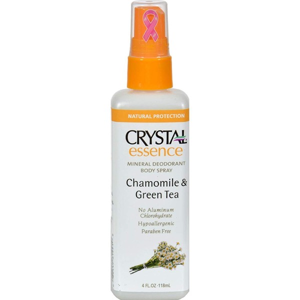 Crystal Essence Mineral Deodorant Spray, Chamomile & Green Tea 4 oz (Pack of 2)