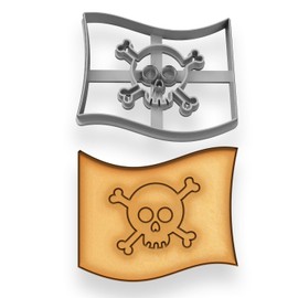 Pirate Flag Cookie Cutter - 4x3.38 Inches, Perfect for Nautical and Pirate-Themed Baking