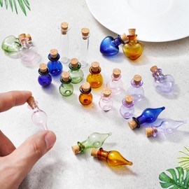 Patelai 50 Pcs Mini Glass Bottles Jars with Cork Stoppers Tiny Cork Glass Bottles Small Wishing Message Jars DIY Decor for Winter Christmas Party Wedding Baby Shower Favors Supplies(New Styles)