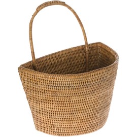 KOUBOO La Jolla Rattan Wall Storage Basket with Handle, Hanging Basket, Storage Bin for Flowers Plants, Home, Office Organizer, Large, Honey Brown