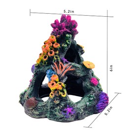 GSD Aquarium Colorful Coral Reef Set Fish Tank Decoration Mountain Ornament for Aquarium Environments Decor Accessories, Coral Mountain x 1, Aquatic Plant x 4