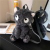 Jextech Mochila Con Cierre Esponjoso Gato Peluche Negro Muñeco 30cm