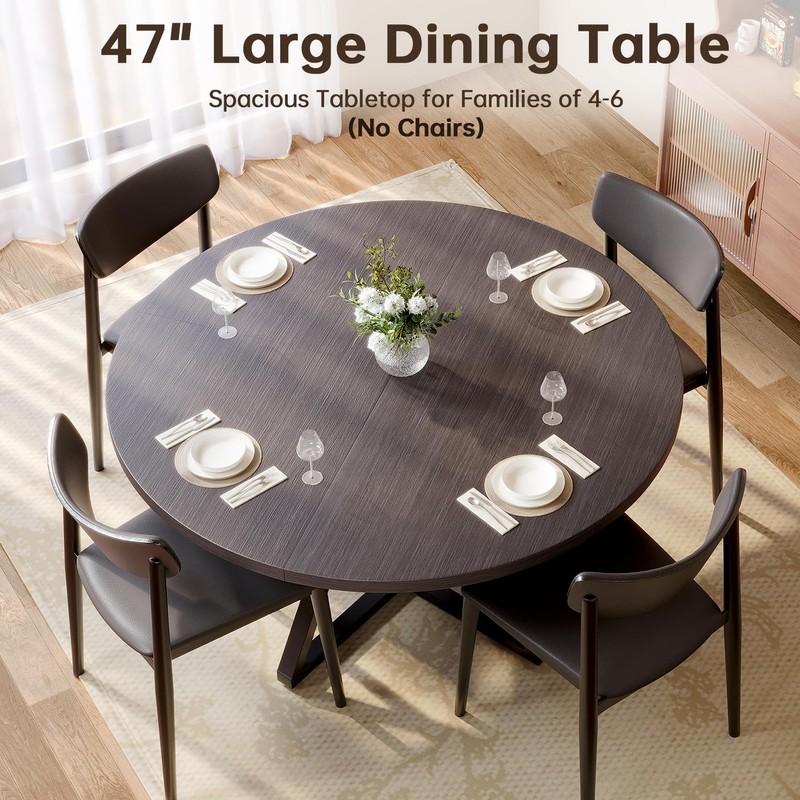 Concho 47" Round Kitchen Dining Room Table for 4-6 Circle