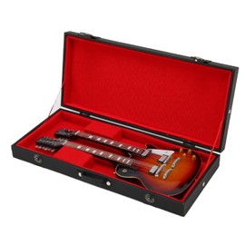 10 Inch Miniature Double Neck Guitar Model, Double Neck Musical Instrument Replica for Decoration with Case