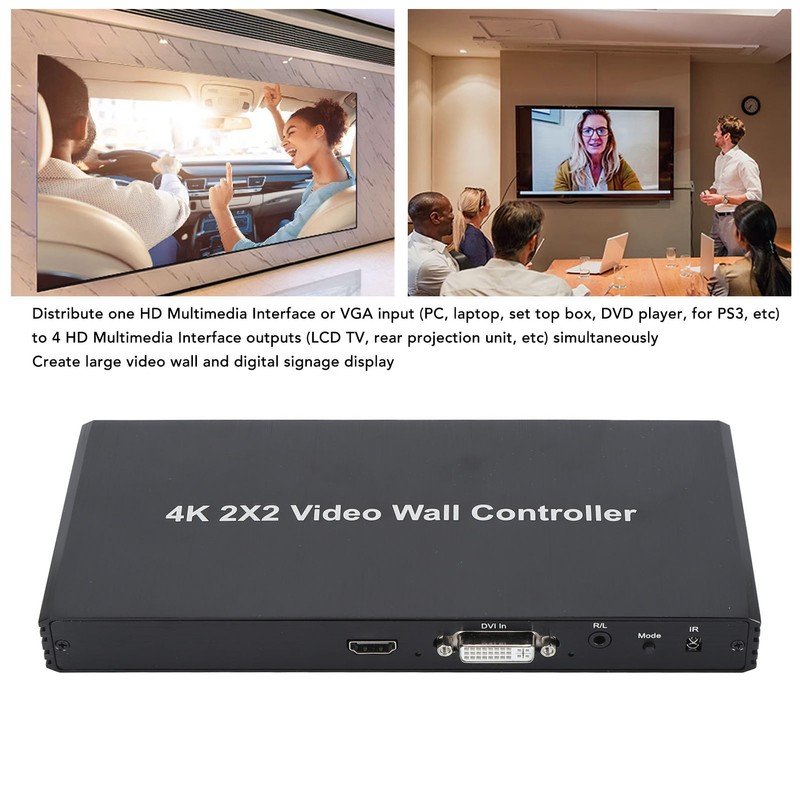 2x2 Video Wall Controller 4K 30Hz VGA Input HD Multimedia