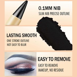 Eyeliner Waterproof, Matte Eye Pen, Black, Quick Drying Cream Eyeliner, Smooth Texture Eyeliner Pen, Long Lasting, for Everyday Eye Make-Up (04 Black)