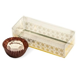 NWP Gold Print Clear 2 Piece Candy Boxes - 4in. X 1.5in. X 1in. - 25 Pack