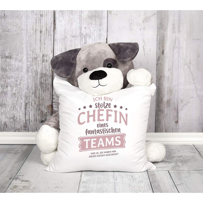 MoonWorks® Cushion Cover with German Text "Ich Bin stolze/r Chefin/Chef