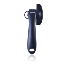 Mastrad Can Opener - Can Opener without Sharp Edges - Manual Lid Opener - Ergonomic Handle and Metal Rotary Wheel for Easy Opening of the Can - Universal Size and Stand F19000