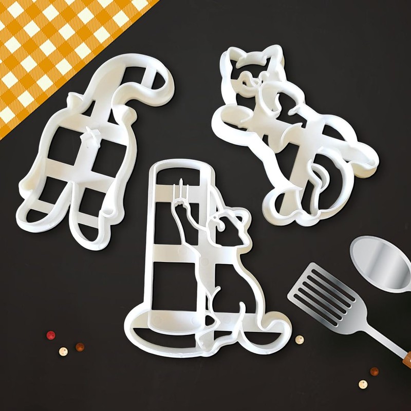 Cat Cookie Cutters, Plastic Cookie Cutter, 3D DIY Fondant Cookie