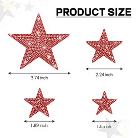 Wuyaoyao 8PCS Star Stickers, Bling Rhinestone Star Car Stickers, Glitter Crystal Car Decals for Women Girls, Sparkling Car Bumper Sticker for Door Window Laptop Luggage, Car Decoration (Red)