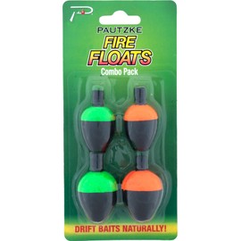 Fire Floats Trout Fishing Bobbers, Two-Tone Design, Lightweight, Durable, Ideal for Small Creeks, Streams, Rivers, Lakes, Available in Bulk Pack, Large, Combo, Small (4, 2 Large, 2 Small)