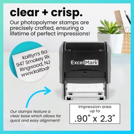 ExcelMark Large Return Address Stamp - Up to 5 Lines - Custom Self Inking Rubber Stamp - Customize Online with Many Font Choices - Large Size