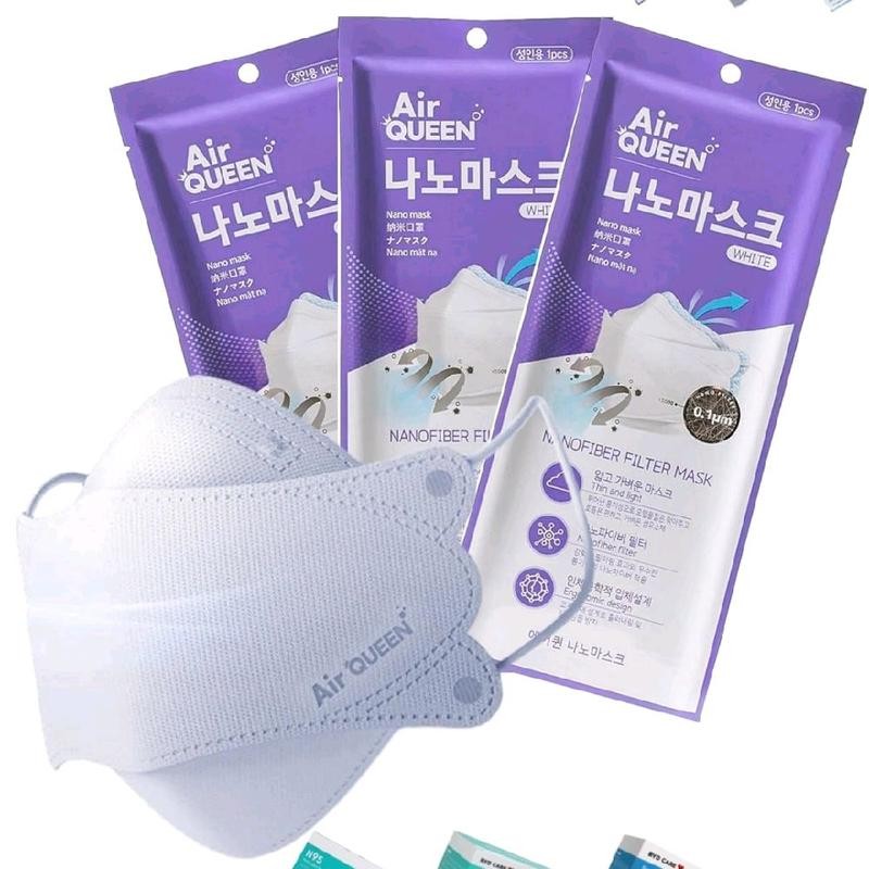 AIRQUEEN 3-Layer Nano-Filter Face Mask for Adults, 1 Pack White,