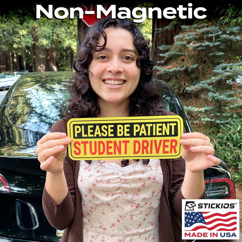 Stickios Student Driver Stickers - Removable Non-Magnetic Vinyl Decal Signs