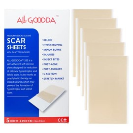 Hojas de silicona para cicatrices, tiras, cinta, 4 x 7 pulgadas [5 hojas], eliminación de cicatrices que reduce el tratamiento quirúrgico, golpes queloides, cirugía, quemaduras