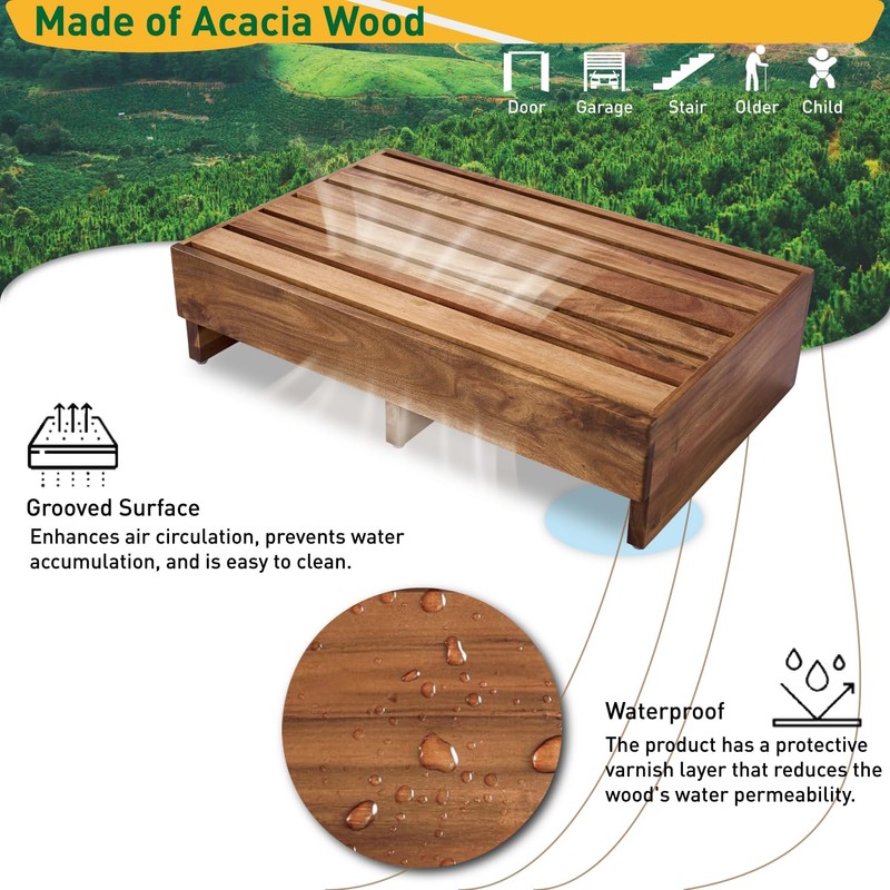 Acacia Wood Step Platform (25'' L x 16'' W x