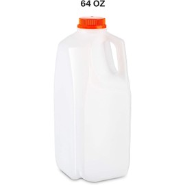 MT Products 64 Oz. Empty HDPE Plastic Juice/Milk Bottles with Tamper Evident Caps - Case of 60