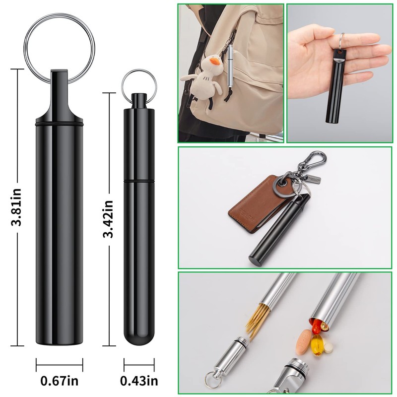 TecQach 4 Pieces Metal Portable Toothpick Holder, aluminum alloy Pocket