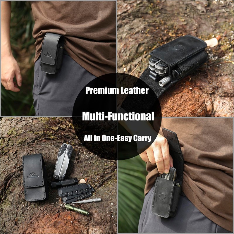 Topstache Leather Multitool Sheath for Belt - Multitool Holster for