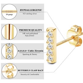 Dochais 6 Pairs of Women's Earrings 925 Sterling Silver Stud Earrings Hypoallergenic Earrings Cubic Zirconia Stud Earrings Colour: Silver Gold Rose Gold, Silver, gold