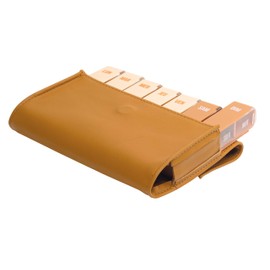 Pill Box for Week and Day Caramel ● Faux Leather Storage Bag ● 7 Days - Morning, Noon, Evening, Night ● Organiser for Medication, Pills and Vitamins