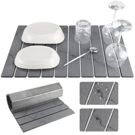 Dish Drying Mats for Kitchen Counter, 24"×16", Super Absorbent Diatomaceous Earth Dish Drying Mat, Quick Drying Stone Mat for Kitchen Sink Collapsible Stone Drying Mat for Dishes Bottles Cups