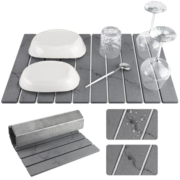 Dish Drying Mats for Kitchen Counter, 24"×16", Super Absorbent Diatomaceous