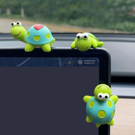 JARPSIRY 4 Pcs Mini Resin Tortoise Figurines Cute Car Accessories, Funny Turtles Rear View Mirror & Dashboard Decorations, Car Interior Ornaments, Fairy Garden Landscape Decor