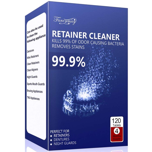 Retainer Cleaning Tablets 120 Tablets - 4 Months Supply, Mouth Guard Cleaner, Remove Stains and Bad Odor, Prevent Brace Discoloration, Mint Flavor