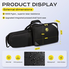 Omebaige Sax Cases, Lightweight Alto Sax Case for Eb Alto Saxophone; (IF-ALTOSAX-SF02)