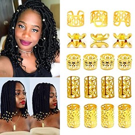 100 PCS Gold Dreadlock Locs Accessories for Hair, Hair Jewelry for Braids Hair Rings for Women and Girls, Adjustable Cuffs Braiding Hair Rings Decorat