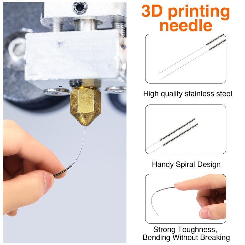 FEUNLEM 0.4mm 3D Printer Nozzle Cleaning Kit - 60PCS Stainless
