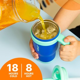 VINUR Kids Tumbler with Lid and Straw-17 oz Stainless Steel Double Wall Vacuum Insulated Tumbler, Travel Water Cup for Boy (Navy)