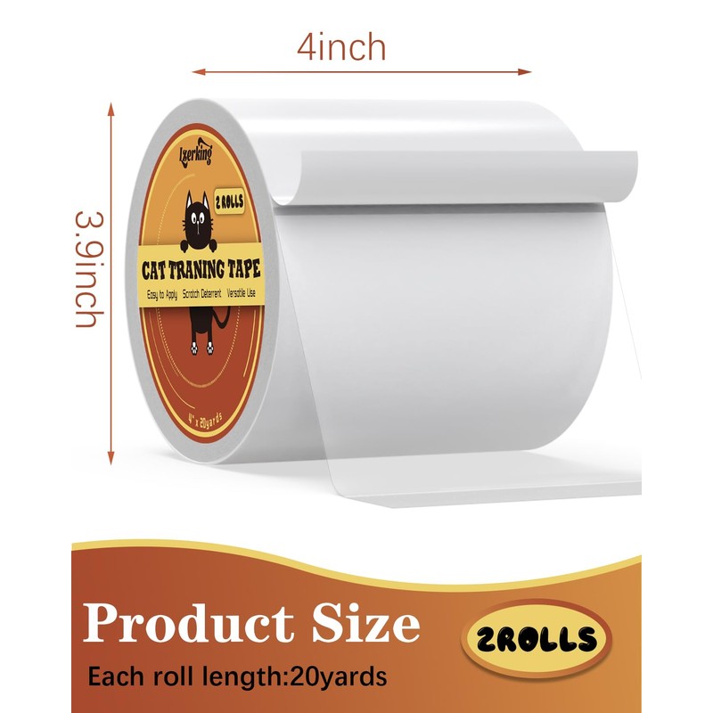 ScratchGuard Cat Furniture Protector Tape - 2 Rolls, Clear Double