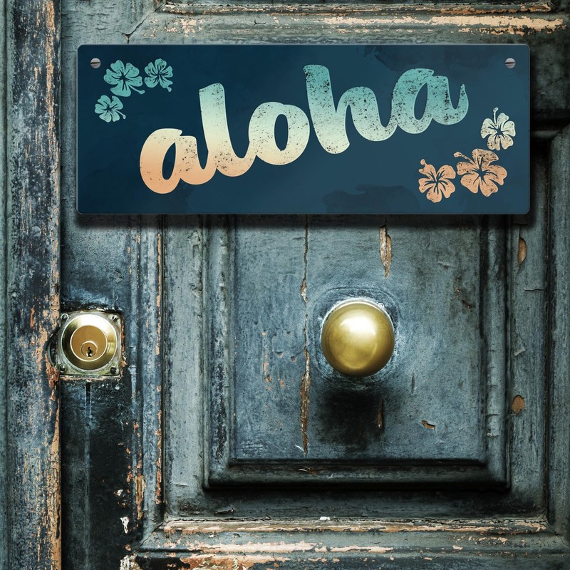 Metal Sign L 10.5 x 28 cm with Hawaii Design