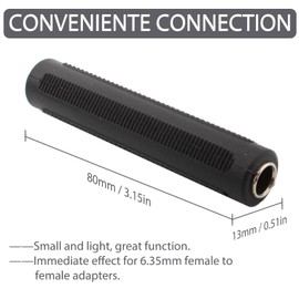 RUNCCI-YUN 6.35mm (1/4in) Female to Female 6.35mm (1/4") Audio Coupler,6 Pack 1/4 Inch TRS/TS Coupler Jack Stereo Mono Coupler for Speaker Headphone Guitar Instrument More