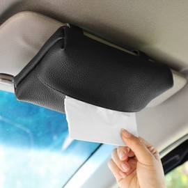 KINIVA Car Tissue Holder Sun Visor Napkin Tissue Box Holder for Car Visor Leather Tissue Holder Dispenser for Car(Black)