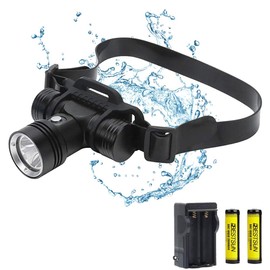 GRABOYY Diving Headlamp, Rechargeable Swimming Headlight Super Bright,IPX8 Waterproof headlamp 3 Modes,Underwater 100m Swimming Head Lamp for Divers Under Water Sports (A)