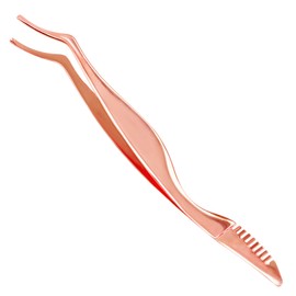 Pretty memory Upgraded Lash Applicator Tool with Comb, 2-IN-1 Stainless Steel Eyelash Tweezers, Lash Extension Curlers, Curved Tweezer Clip for Easy Application and Removal