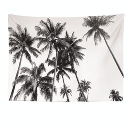 Ulticool - Beach Nature Vintage Palm Tree Art Black White - Tapestry - 200 x 150 cm - Large Tapestry - Poster - Canvas - Accessories for Bedroom Living Room Children's Room